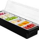 Ice Chilled Serving Tray Condiment Pots 6 Compartment Condiment Server Caddy (6 Compartments)