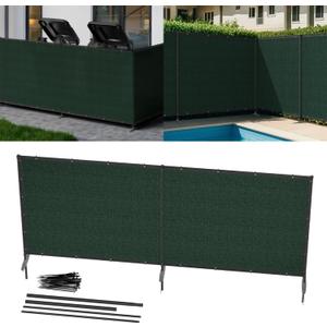 5' x 12' Green Outdoor Privacy Screen Freestanding 240 GSM Privacy Fence Panels for Outside, Pool Fences with Poles, Backyard Temporary Fencing, Privacy Wall Ground Pole Fence