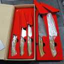 HEZHEN Chef Knife Set, 5 Pieces, 67 Layers Damascus Steel Kitchen Knife Set, ltra-sharp Blade, Professional Knife Sets for Chefs and Home Cooking, Linen Micarta Handle, Gift Packing