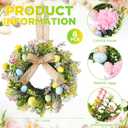 Riceshoot 6 Pcs 11 Inch Easter Egg Wreath Decorations with Ribbon Bow for Front Door Kitchen Cabinet Small Window Spring Artificial Flower Wreath with Pastel Eggs and Mixed Twigs for Home Farmhouse