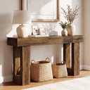 LITTLE TREE 63 Inches Long Sofa Table, Industrial Console Table for Entryway, Wooden Sofa Table for Living Room, Behind Couch Table, Rectangle Hallway Foyer Table for Entrance, Rustic Brown
