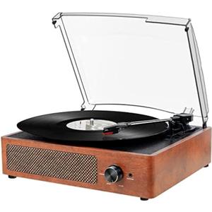 Vinyl Record Player Bluetooth Turntable with 2 Built-in Speakers 3-Speed Vintage LP Player, Support Bluetooth in RCA Out Aux in Headphone Jack