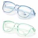 Alsenor Safety Glasses Anti Fog Goggles Protective Eyewear Blue Light Blocking Anti Dust UV Protection Glasses For Men Women (2 Pack (SkyBlue + Jade))