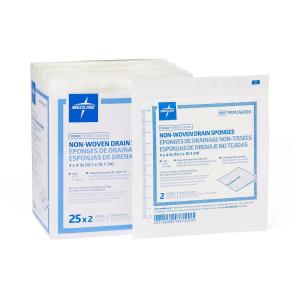 Medline Non-Woven Sterile Drain Sponges, 4"x4", 6-ply (Case Of 12)
