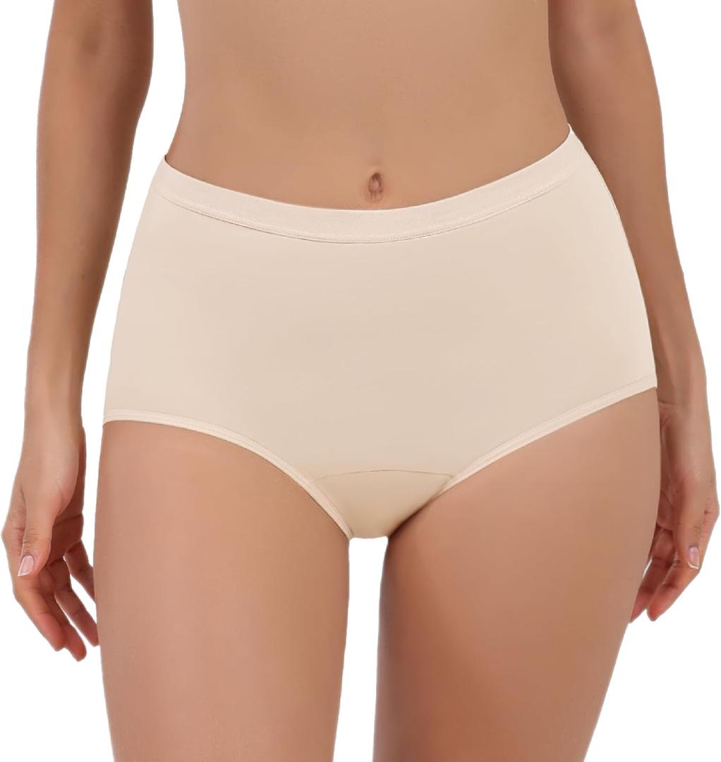 Incontinence Underwear for Women, 5 oz Super Absorbent Leakproof Washable Undies for Pregnancy Urine Leakage 1 Pack (Beige, 2XL)