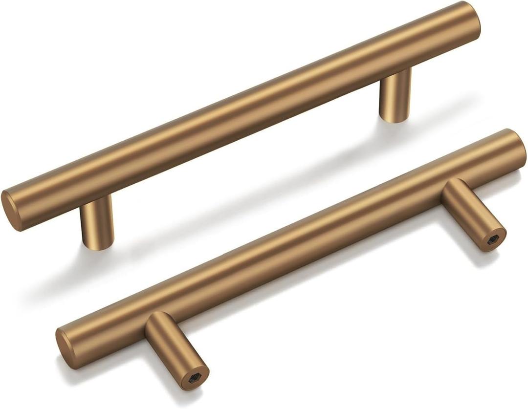 Goldenwarm 35 Pack Champagne Bronze Cabinet Pulls Gold Cabinet Handles 3-3/4 inch(96mm) Champagne Drawer Handles Brushed Bronze Drawer Pulls Kitchen Bathroom Bedroom Dresser Furniture Hardware
