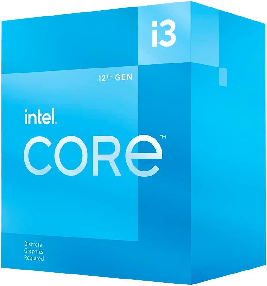 Intel Core 12th Gen i3-12100F desktop processor, featuring PCIe Gen 5.0 & 4.0 support, DDR5 and DDR4 support.