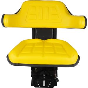 Yellow Universal Adjustable Tractor Suspension Seat with Tilt Waffle Style Fits for John Deere 1020 1530 2020 2030 2040 2155 2280 5210 Shock Absorption Alloy Steel PVC