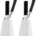 cyrico Cow Bell, 2 Pack Cheering Cowbells for Sporting Events, 10 Inch Large Cow Bells Noise Makers, Solid White Steel Hand Bell Chimes Alarm for Football Games, School, Percussion Musical Instruments