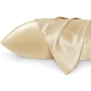 Bedsure Satin Pillowcase for Hair and Skin Queen - Champagne Gold Silky Pillowcase 2 Pack with Envelope Closure, Similar to Silk Pillow Cases, Gifts for Women Men, 20x30 Inches (Queen (20" x 30"), 17 - Champagne)