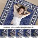 CAROMIO 9x12 Area Rug Modern Bordered Large Area Rug Machine Washable Rug for Living Room, Stain Resistant Non-Slip Accent Rug Minimalist Border Floor Cover Carpet for Bedroom Decor, Navy