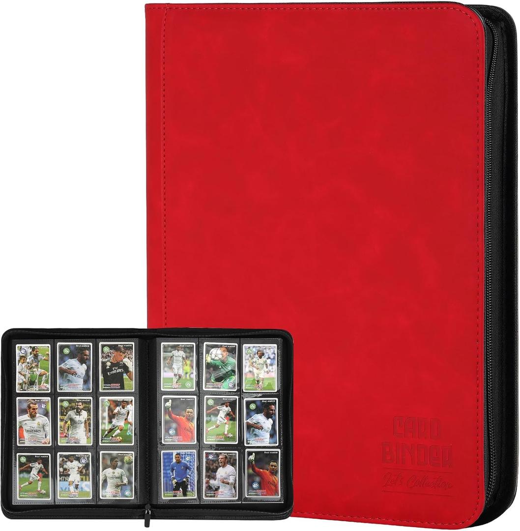 Trading Card Binder, Premium 9 Pocket Double Sided 540 Pocket PU Card Collection Binder, Collectible Trading Card Albums for MTG, TCG, Sport Card, Game Cards (Red)