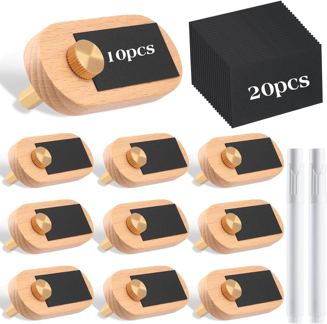 Qunclay Set of 10 Price Display Signs for Vendors Wooden Signs with Price Tag Paper and Pens Retail Display Tag Stands Food Name for Cafes, Shops, Boutiques