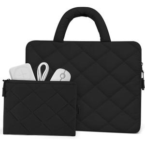 Allive Puffy Laptop Sleeve 13-14 Inch - Shockproof Laptop Case with Handle, Accessories Case  Fits MacBook Pro 16 Inch,15.6 Inch HP (Black)