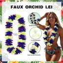 Kenning Hawaiian Graduation Lei for Adults 47" Faux Orchid Flower Necklace Class of 2026 Grad Necklace Tropical Luau Party Favors for Graduation Hawaiian Summer Beach(Blue Purple, Yellow)