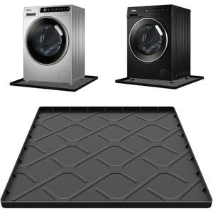 Washing Machine Drain Pan Silicone Mat, 32 x 30 Inch Washer Drip Tray, Non-Slip Waterproof Washer Tray for Floor Protection, Anti-Vibration Mat for Washer or Dryer