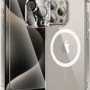 3 in 1 for iPhone 15 Pro Case Clear with MagSafe, Not Yellowing, Screen Protector*1 Camera Lens Protector*1, Military-Grade Protection for iPhone 15 Pro Phone Case 6.1 inch Clear
