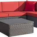 5 Pieces Red Cushions, For All Weathevr Outdoor Sectional Patio Sofa (Red)