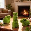 3pcs 5 Inches Moss Easter Bunny Home Decor, Artificial Moss Rabbit for Easter Decorations,Cute Bunny Figurines as Spring Decor