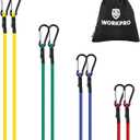 WORKPRO Bungee Cords Heavy Duty Outdoor - 8 PCS Bungee Cords with Hooks in a Storage Bag Includes 18", 24", 48", 60" Bungie Cord Bundle Assortment with Metal Hook, Bungee Straps