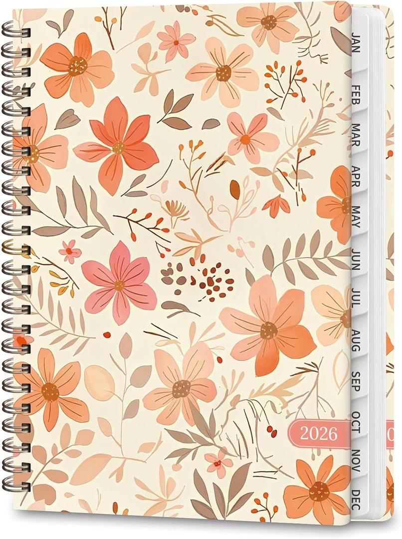 2 x 2026 Planner, Weekly and Monthly Calendar Planner Book, Jan 2026 - Dec 2026, Planning Agenda for Desk Accessories and School Supplies - A5 (6.3'' x 8.5'') (Orange Petal)