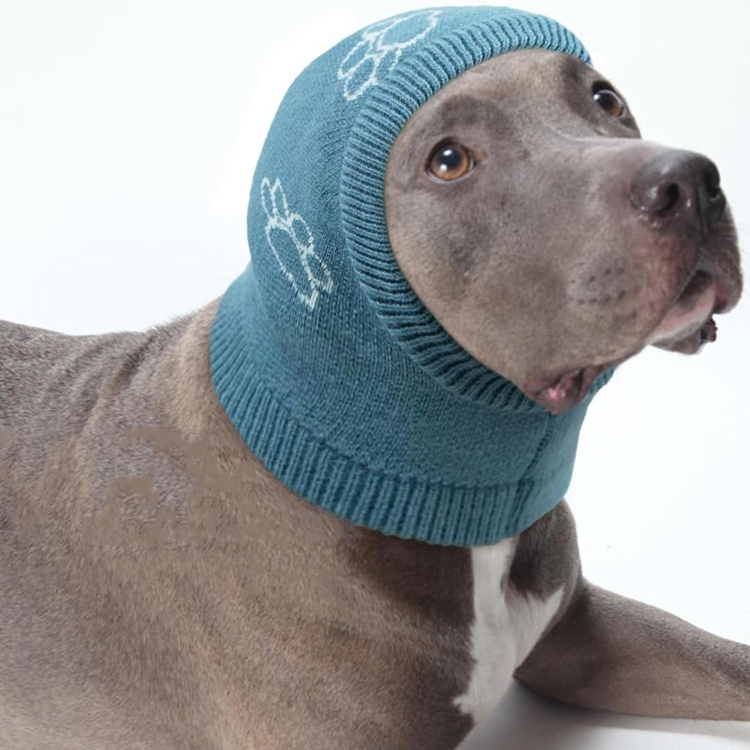 Nanaki Dog Hats Dog Calming Hoodie Dog Ear Covers Dog Head Cover Dog Ear Protector Hematomas Ear Wraps for Dogs No Shake Ear Wrap Dog Dog Ear Muffs Noise Protection, Fireworks, Grooming, Thunderstorm (Medium, Haze Blue)