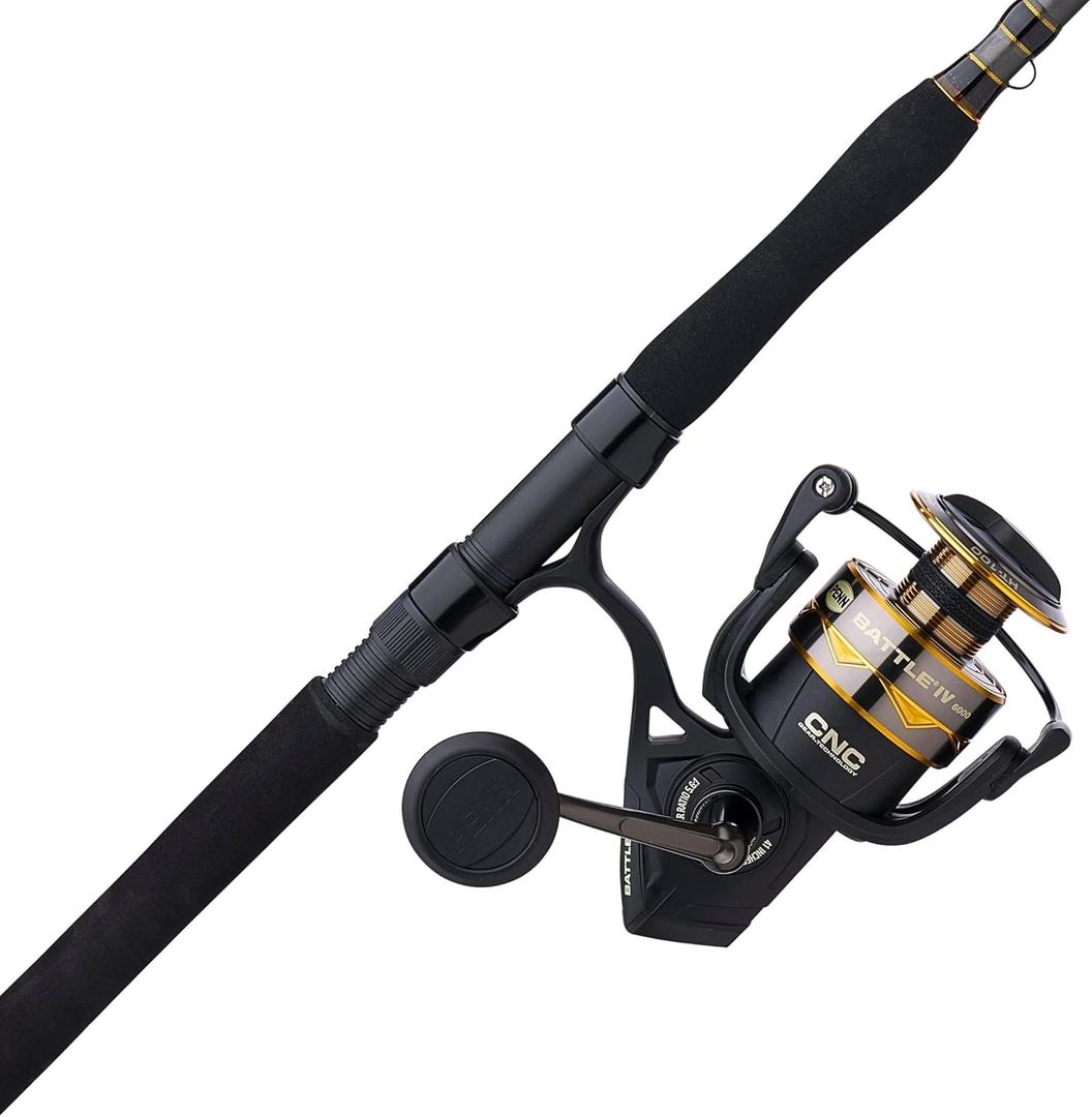 Penn Battle IV Spinning Reel and Fishing Rod Combo, 6000 Size Reel - 7' - Medium Heavy - 3pc