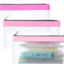 Mr. Pen- Clear Pencil Pouch, 8.50"x4.25", 3 Pack, Durable TPU Material, Medium Water-Resistant Pencil Bags with Smooth Zipper, Multipurpose Clear Pouch for Stationery, School, Office, Travel Supplies (Pink Shades)