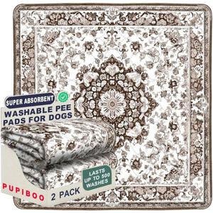 PUPIBOO Washable Pee Pads for Dogs and Cats - Super Absorbent Reusable Puppy Training Pads - 100% Waterproof, Leak-Proof & Non-Slip Whelping Pads for Pet Housebreaking (36 x 40 Inch (Pack of 2), Light Brown)