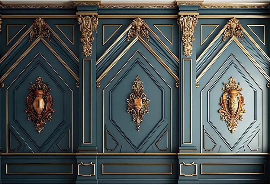 Baocicco 12x10ft Classic Room Interior Photography Backdrops Dark Green Vintage Luxury Castel European Palace Photo Background for Wedding Birthday Party Decoration Kids Adults Photo Studio Prop
