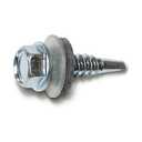 Self-Drilling Screw, #14 x 1 in, Zinc Plated Steel Flange Hex Head External Hex Drive, 2500 PK
