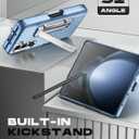 i-Blason for Samsung Galaxy Z Fold 5 Case (2023) with S Pen Holder & 3 Silicone S Pen Covers [Built-in Screen Protector] Full Body Protective Bumper Phone Case for Z Fold 5 with Kickstand (Blue)