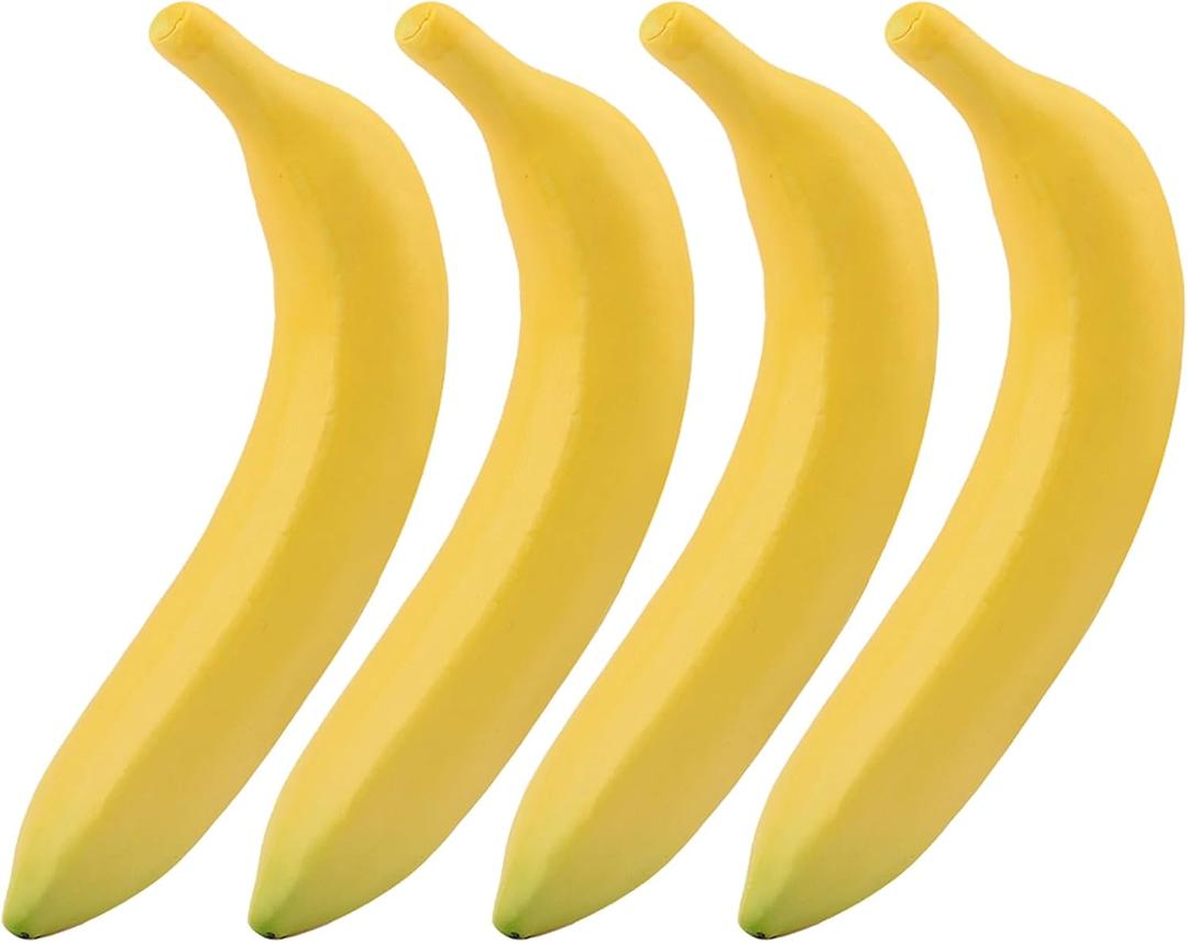 HONUTIGE Artificial Bananas Fake Banana Lifelike Simulation Yellow Bananas Fake Fruit Faux Fruit Props Home House Kitchen Decoration(4Pcs)