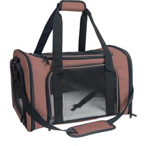 Soft Sided Carrier for Small Medium Cats Dogs,TSA Airline Approved Collapsible Travel Pet Carrier (Medium, Brown)