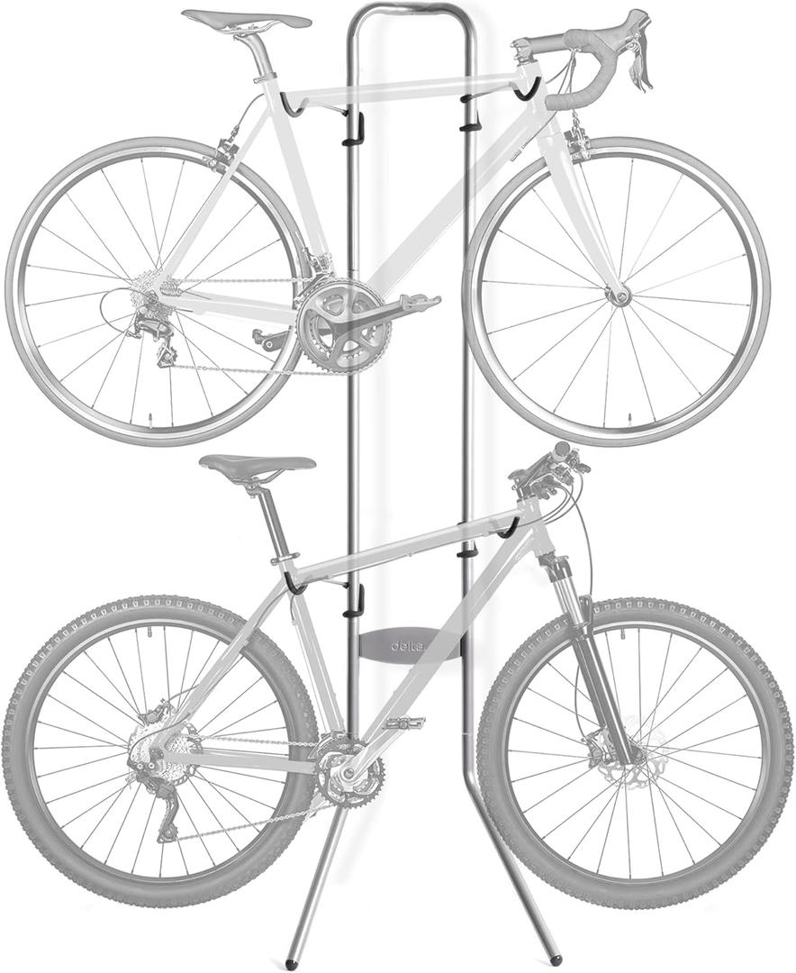 Delta Cycle Michelangelo 2 Bike Storage Rack - Gravity Fully Adjustable Bike Rack Garage For Road, MTB, and Hybrid Bicycles - Vertical Bike Rack Holds Up To 80 lbs
