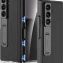 Miimall for Samsung Fold 7 Case with Screen Protector, Hinge Protection & Kickstand, PU Leather Heavy Duty Ultra Slim Thin Protective Phone 360 Full Body Cover for Galaxy Z Fold7 5G Case Stand Black