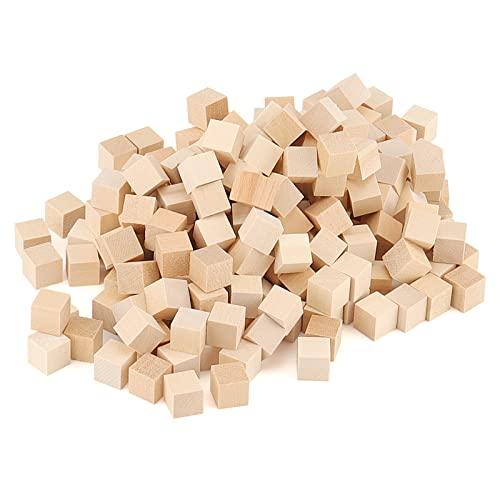 LEXININ 500 PCS 0.4 inch Small Wooden Cubes, 1 x 1 x 1cm Mini Unfinished Wood Blocks, Blank Square Wood Cubes for Crafts, DIY Projects