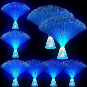 Patelai 10 Pcs Fiber Optic Lamp Bulk 13.5" Color Changing Crystal Base with 7 Colors Battery Powered Fiber Optic Lights for Sensory Bedroom Table Centerpiece Christmas Glow Neon Party Supplies (Blue)