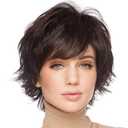 Sallcks Short Layered Wig for Women Brown Natural Fluffy Synthetic Hair Replacement Wig for Daily Party Halloween (9 x 7 x 1 in)