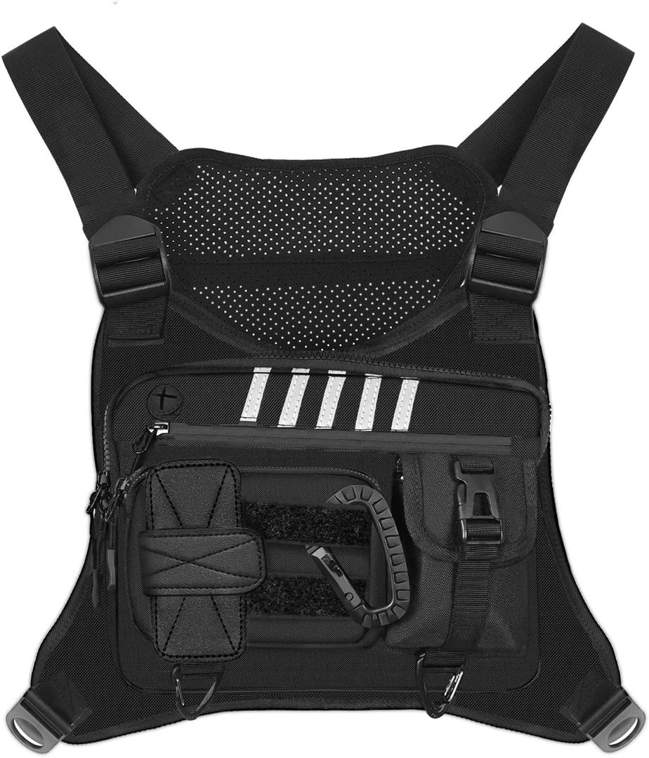 Chest Rig Running Vest for Men - Lightweight & Comfortable Tactical Vest with Quick Access Holster Gift, Water-Resistant & Breathable Design for Running, Hiking, and Outdoor Activities