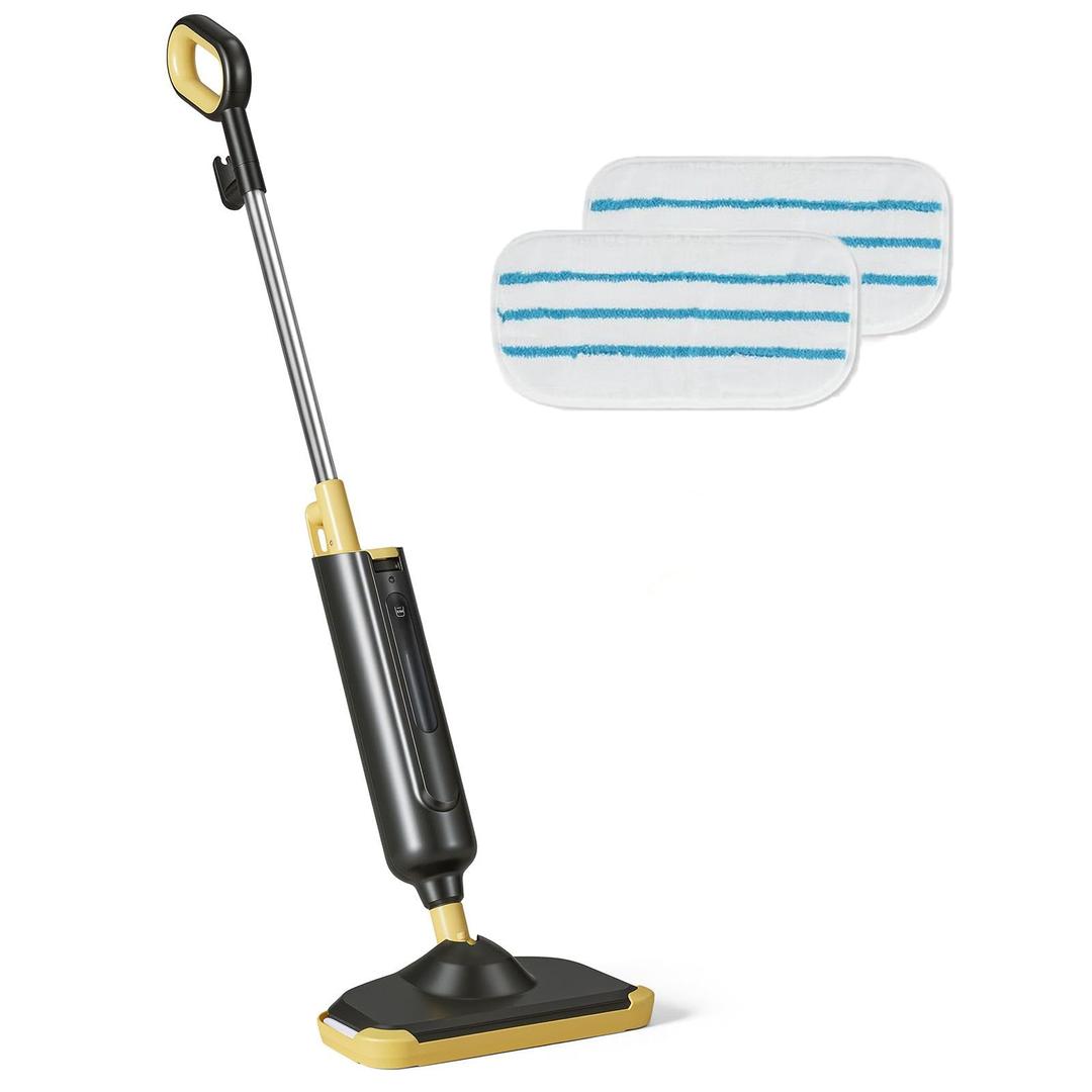 Simple Deluxe Steam Mop for Floor Cleaning, Lightweight Floor Steamer Cleaner Mop - Ideal for Hardwood/Tile/Laminate Floors Carpet, 2 Washable Pad, White and Gray
