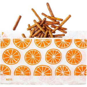 Lunchskins Recyclable & Sealable Paper Snack Bags  500 Count | Orange Design | Eco-Friendly Grease-Resistant Glassine Food Storage Bags with Self-Adhesive Closure for Freshness