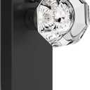 Glass Door Knobs for Interior Doors - Vintage Crystal Privacy Bedroom & Bathroom Door Knob with Lock - Diamond Cut Door Handle - Matte Black Finish (1 Pack 7 Inch Height)