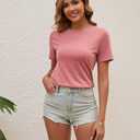 Womens T Shirts Short Sleeve Crew Neck Shirts Basic Tee Tops Blouse Summer Casual Tee Tops S-XXL (S)