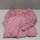 CYCLAMEN Maternity Dress Flowy A-Line Wrap Gown with Floral Lace and Contrast Chiffon Long Sleeve V Neck for Baby Shower (Plum Pink) Large