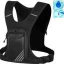 Running Hydration Vest Backpack Chest Bag with 800 ML Water Bladder, Minimalist Lightweight Running Vest for Women Men with Phone Holder, Extra Storage for Hiking Cycling Marathon (Full_Black)