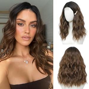 Wig 18 Inch Medium Length Wigs for Women Middle Part Synthetic Hair Wavy Wig with Upgraded Strands,Natural Hair Wigs for Daily Party/Halloween Use 18Inch,613 Blonde