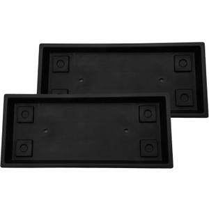 The HC Companies Venetian Rectangular Plant Tray - Lightweight Plastic Plant Saucer - Plant Drip Trays for Drainage - UV Resistant Pot Saucer for Indoor & Outdoor Use (23.5" Black, Pack of 2)