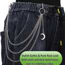 3 x TFORESTER Gothic Wallet Chain for Men & Women - Heavy-Duty Punk Pant Chain with Lobster Clasps, Rivets, Key Clip for Biker, Rock, Hip-Hop, Jeans, Gothic Accessories-Mode 3