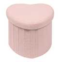 B FSOBEIIALEO Storage Ottoman Cube, Heart Shaped Ottomans with Storage Foot Stool Footrest for Lving Room, Boucle Ottoman Seat for Dorm Room, Faux Teddy Fur, Pink 15"x15"x15"